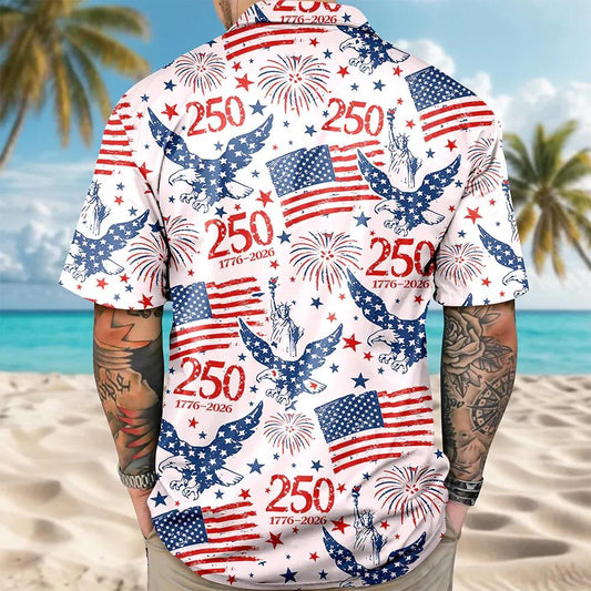 America 250th Anniversary Patriotic Eagle Hawaii Shirt, 250th Anniversary Gift Moonbestprint