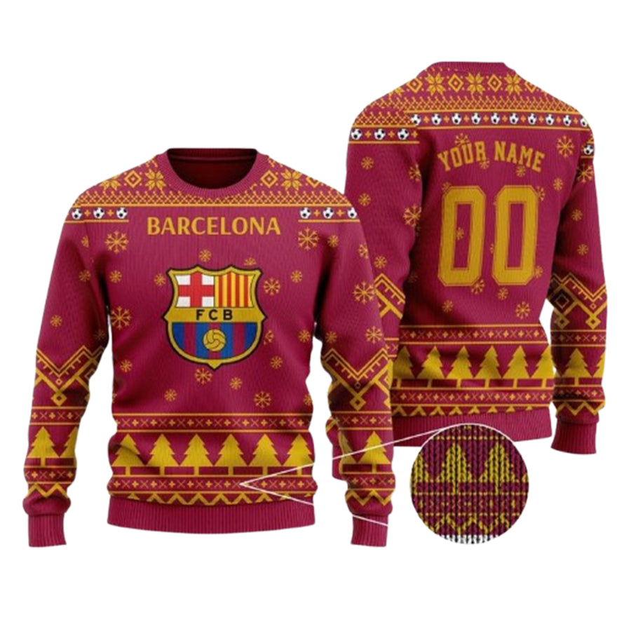 Personalized And Number Barcelona Christmas For Fans Ugly Christmas Sweater – Moonbestprint