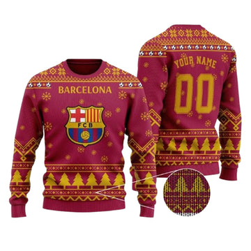 Personalized And Number Barcelona Christmas For Fans Ugly Christmas Sweater – Moonbestprint