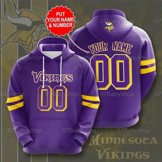 Personalized And Number Minnesota Vikings 3D Hoodie, NFL Hoodie Moonbestprint