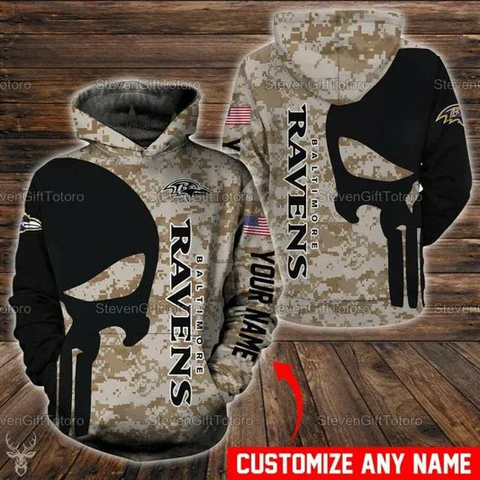 Personalized Baltimore Ravens Camo Custom - Hoodie 3D, NFL Hoodie Moonbestprint