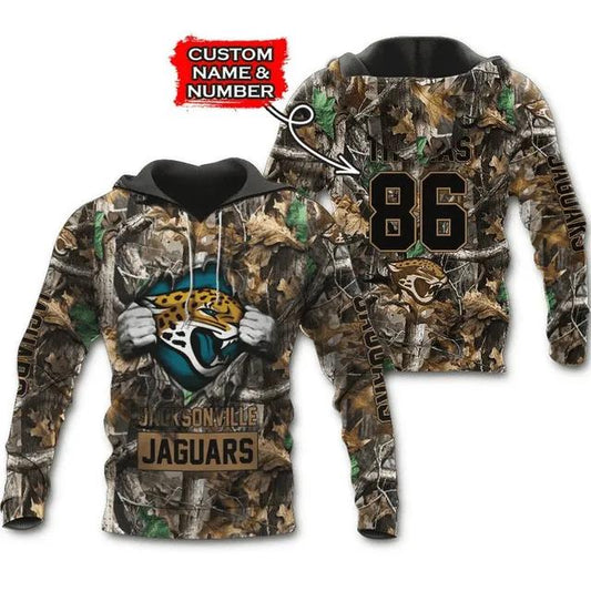 Personalized Blood Inside Me Jacksonville Jaguars and Hunting Custom Name and Number 3D Hoodie, NFL Hoodie Moonbestprint