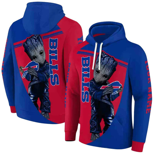 Personalized Buffalo Bills Baby Groot Blue AOP Hoodie -  Moonbestprint