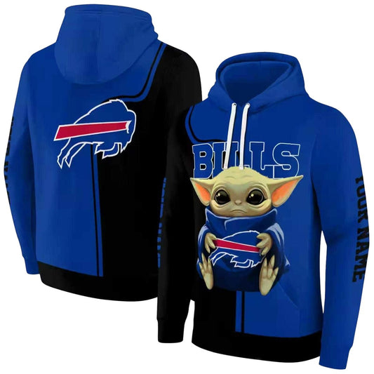 Personalized Buffalo Bills Baby Yoda Blue Black AOP Hoodie -  Moonbestprint