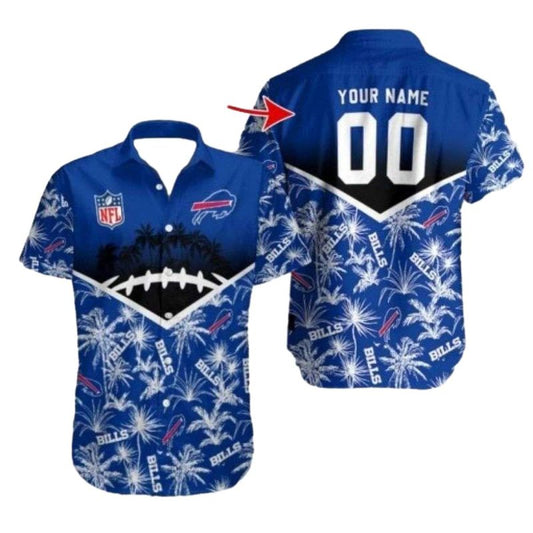 Personalized Buffalo Bills Blue Palm Fronds Hawaiian Shirt - Moonbestprint