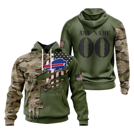 Personalized Buffalo Bills Camo And Us Flag AOP Hoodie -  Moonbestprint