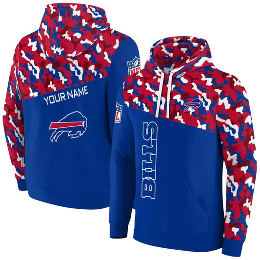 Personalized Buffalo Bills Camo Pattern Blue AOP Hoodie -  Moonbestprint