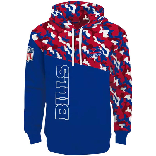 Personalized Buffalo Bills Camo Pattern Blue AOP Hoodie -  Moonbestprint