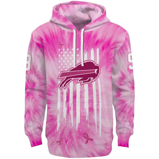 Personalized Buffalo Bills Cancer Support Pink AOP Hoodie -  Moonbestprint
