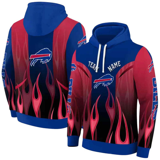 Personalized Buffalo Bills Flame Design Blue AOP Hoodie -  Moonbestprint