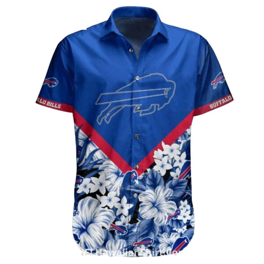 Personalized Buffalo Bills Floral Hibiscus And Bold Chevron Hawaiian Shirt - Moonbestprint