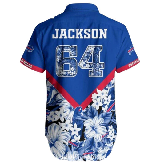 Personalized Buffalo Bills Floral Hibiscus And Bold Chevron Hawaiian Shirt - Moonbestprint