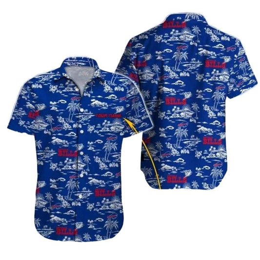 Personalized Buffalo Bills Floral Touchdown Blue Hawaiian Shirt - Moonbestprint