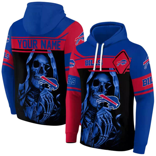 Personalized Buffalo Bills Grim Reaper Blue Black AOP Hoodie -  Moonbestprint
