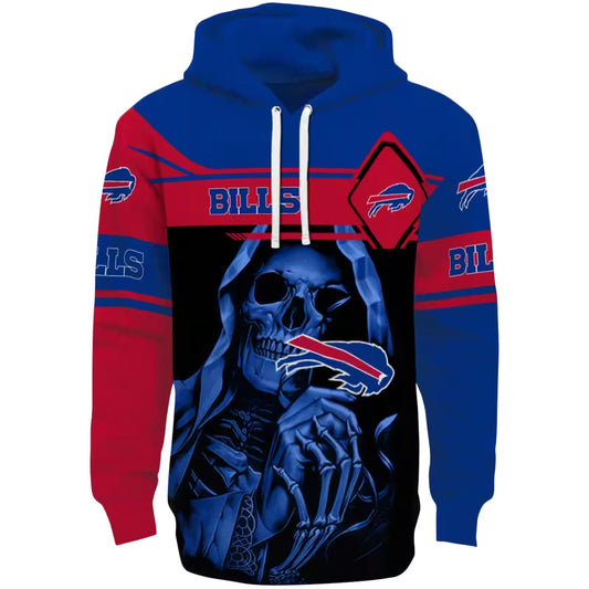 Personalized Buffalo Bills Grim Reaper Blue Black AOP Hoodie -  Moonbestprint