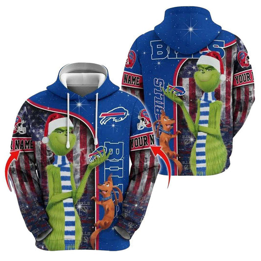 Personalized Buffalo Bills Grinch Santa AOP Hoodie -  Moonbestprint