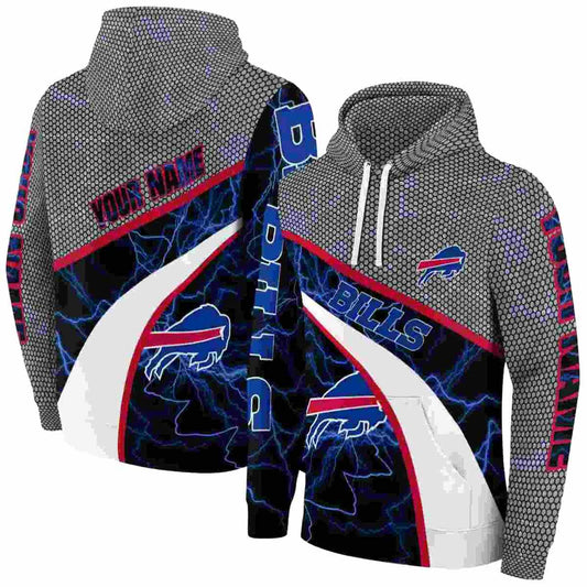 Personalized Buffalo Bills Hexagonal Mesh Blue Black Gray AOP Hoodie -  Moonbestprint