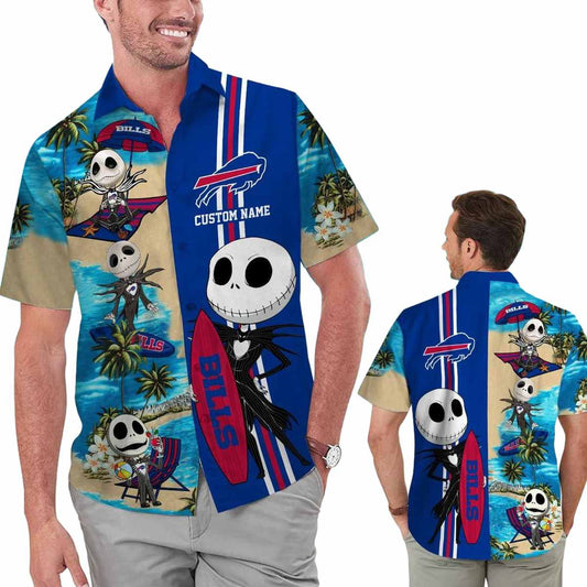 Personalized Buffalo Bills Jack Skellington Surfing Hawaiian Shirt - Moonbestprint