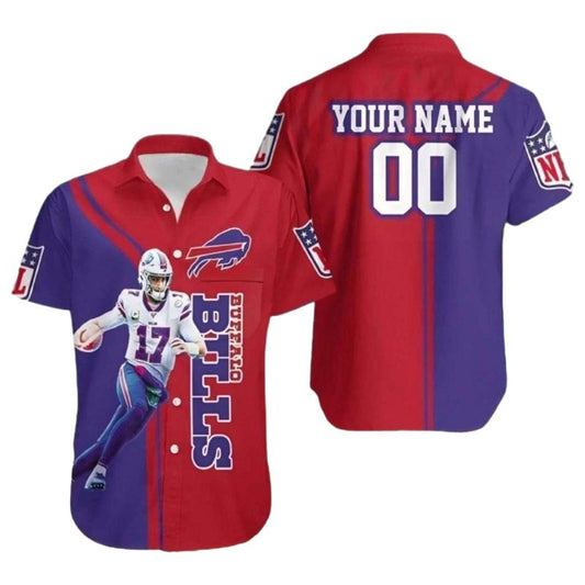 Personalized Buffalo Bills Josh Allen Red And Blue Hawaiian Shirt - Moonbestprint
