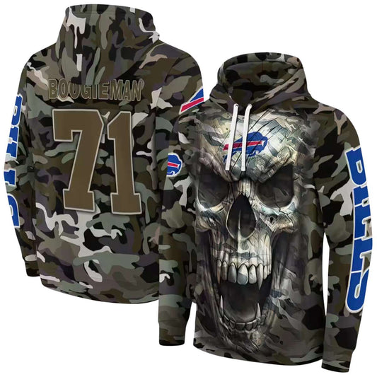 Personalized Buffalo Bills Logo And Camo Skull AOP Hoodie -  Moonbestprint