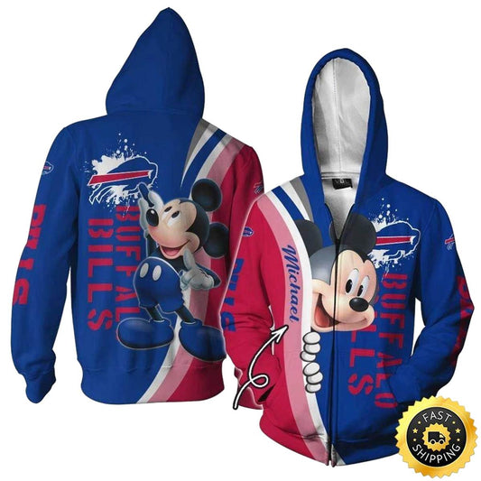Personalized Buffalo Bills Logo And Mickey Mouse AOP Hoodie -  Moonbestprint