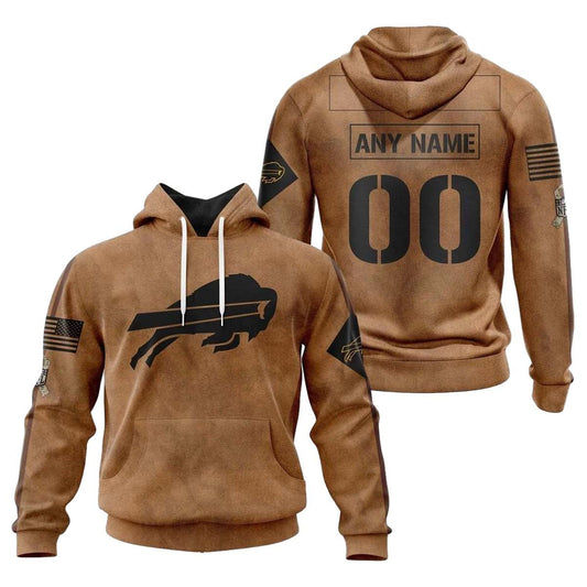 Personalized Buffalo Bills Logo Lovely Brown AOP Hoodie -  Moonbestprint