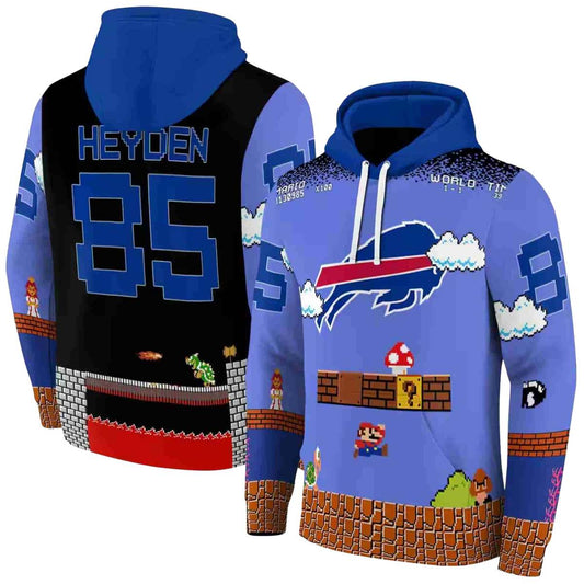 Personalized Buffalo Bills Mario Blue Black AOP Hoodie -  Moonbestprint