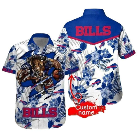 Personalized Buffalo Bills Mascot And Tropical Hawaiian Shirt - Moonbestprint