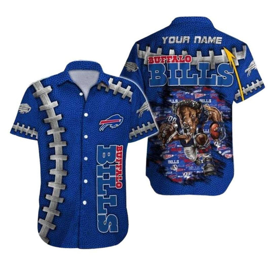 Personalized Buffalo Bills Mascot Ball Blue Game Day Hawaiian Shirt - Moonbestprint