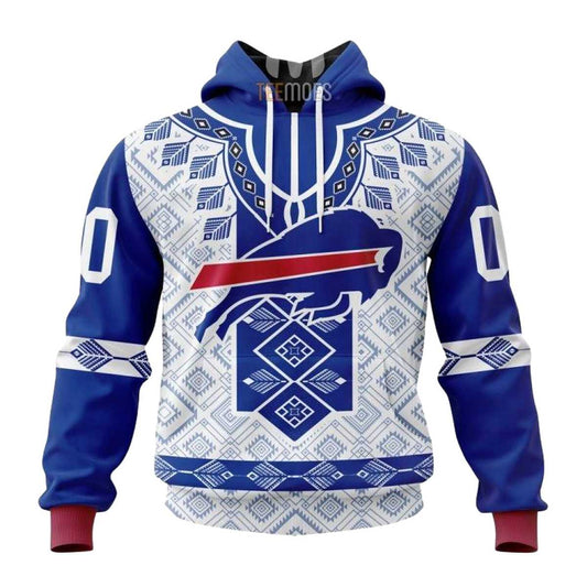 Personalized Buffalo Bills Native Pattern AOP Hoodie -  Moonbestprint