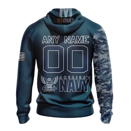 Personalized Buffalo Bills Navy Skull Camo Veteran AOP Hoodie -  Moonbestprint