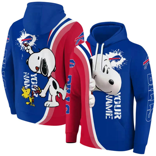 Personalized Buffalo Bills Peeking Snoopy Blue AOP Hoodie -  Moonbestprint