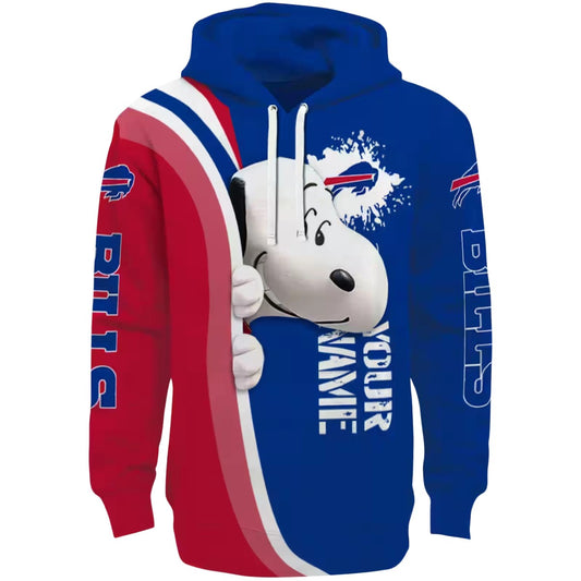 Personalized Buffalo Bills Peeking Snoopy Blue AOP Hoodie -  Moonbestprint