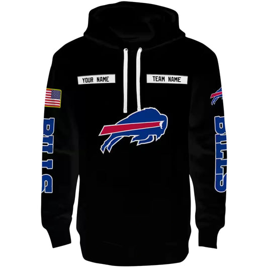 Personalized Buffalo Bills Punisher Skull Flag Black Blue AOP Hoodie -  Moonbestprint