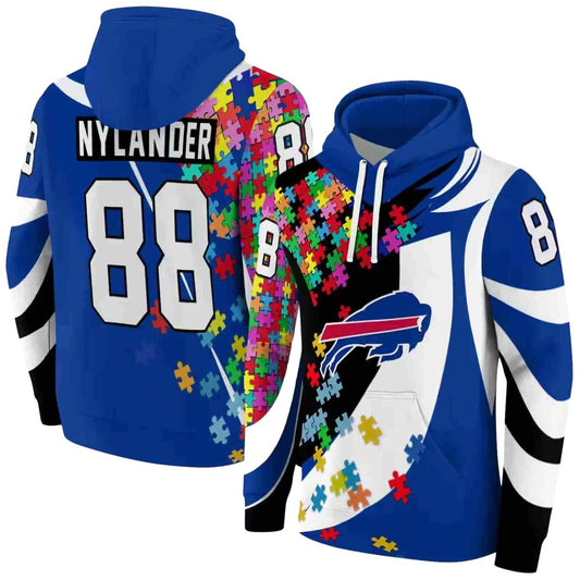 Personalized Buffalo Bills Puzzle Pieces Blue AOP Hoodie -  Moonbestprint
