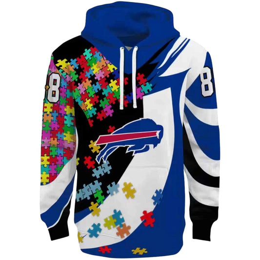 Personalized Buffalo Bills Puzzle Pieces Blue AOP Hoodie -  Moonbestprint