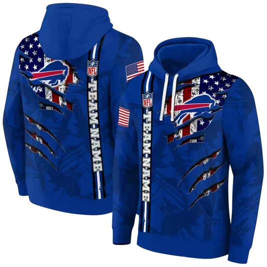 Personalized Buffalo Bills Ripped Flag Blue AOP Hoodie -  Moonbestprint