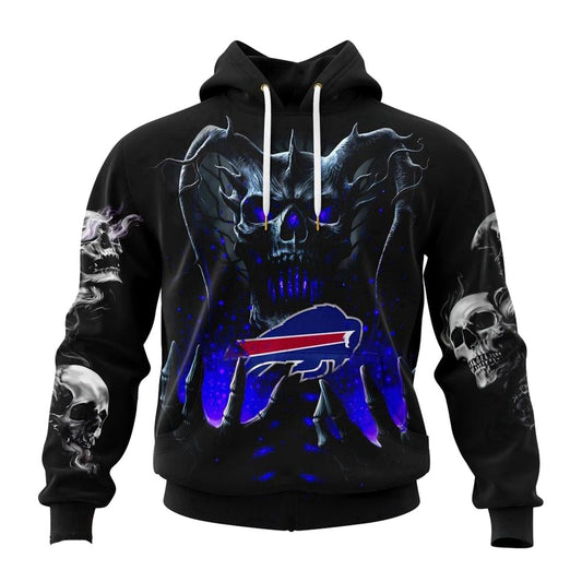 Personalized Buffalo Bills Skull Halloween Black AOP Hoodie -  Moonbestprint