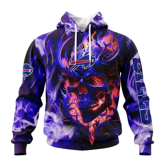 Personalized Buffalo Bills Skull Happy Halloween AOP Hoodie -  Moonbestprint