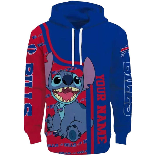 Personalized Buffalo Bills Stitch Blue AOP Hoodie -  Moonbestprint