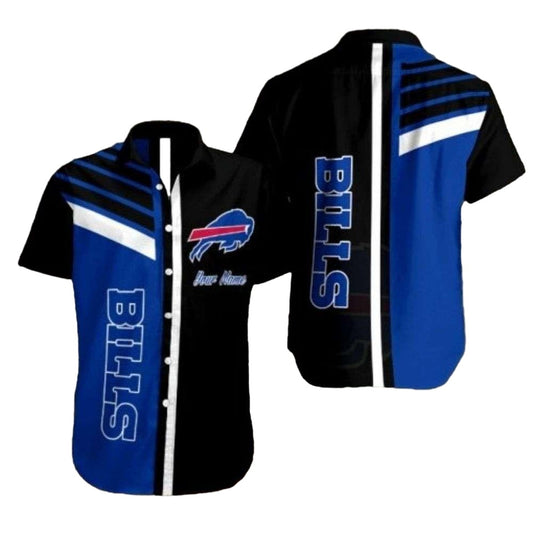Personalized Buffalo Bills Stripe Accent Black And Blue Hawaiian Shirt - Moonbestprint