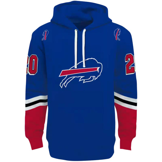 Personalized Buffalo Bills Striped Sleeves Blue AOP Hoodie -  Moonbestprint