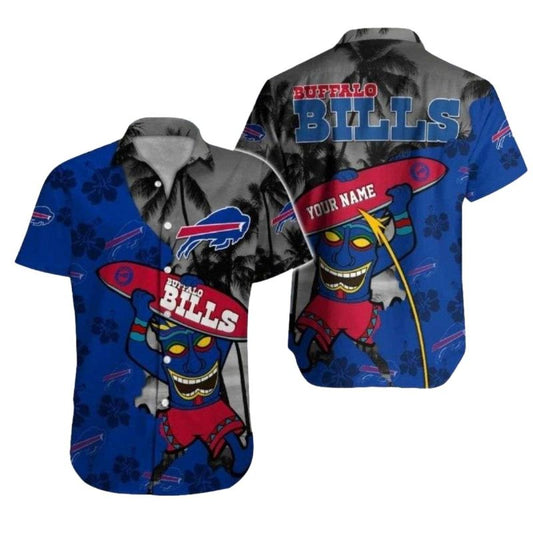 Personalized Buffalo Bills Tiki Totem Surfing Hawaiian Shirt - Moonbestprint