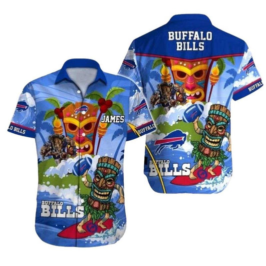 Personalized Buffalo Bills Urfing Tiki Mascot Hawaiian Shirt - Moonbestprint