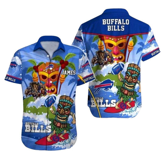 Personalized Buffalo Bills Urfing Tiki Mascot Hawaiian Shirt - Moonbestprint