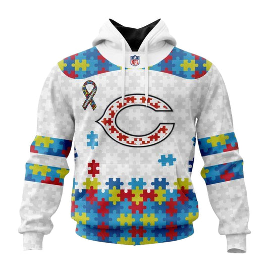 Personalized Chicago Bears Autism Awareness AOP Hoodie -  Moonbestprint