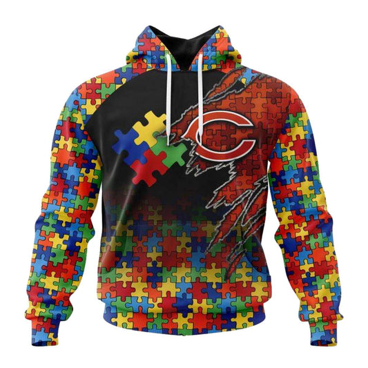Personalized Chicago Bears Autism Awareness Design AOP Hoodie -  Moonbestprint