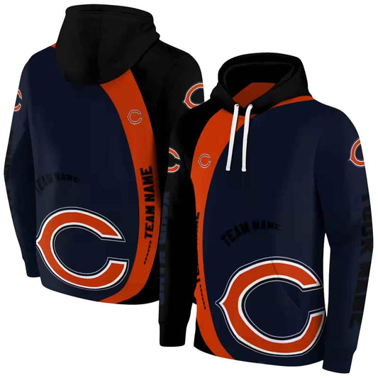 Personalized Chicago Bears Big Logo Minimalist Design Blue Black AOP Hoodie -  Moonbestprint