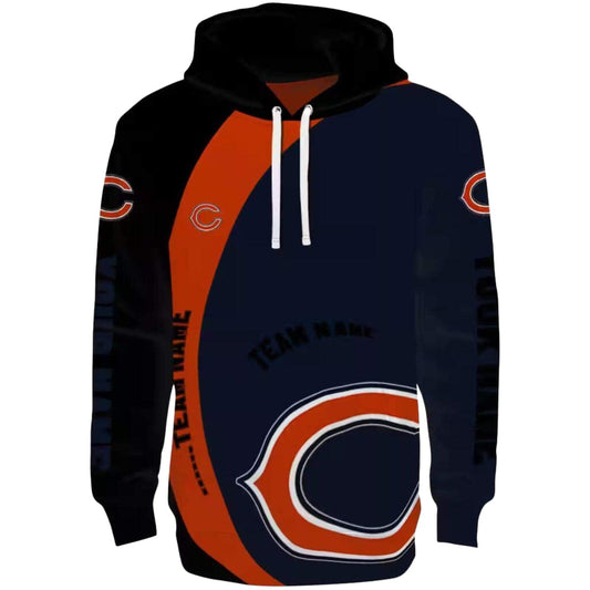 Personalized Chicago Bears Big Logo Minimalist Design Blue Black AOP Hoodie -  Moonbestprint