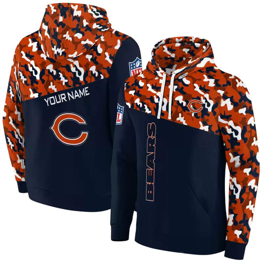 Personalized Chicago Bears Camo Pattern Blue AOP Hoodie -  Moonbestprint